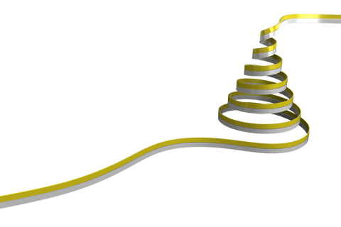 Transparent spiral tree of yellow and white ribbon