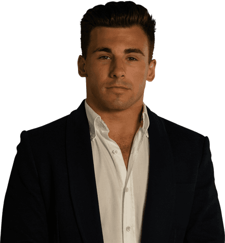 Confident Businessman with Straight Face on Transparent Background