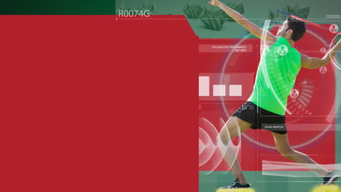 Dynamic Athlete with Digital Performance Analysis Graphics