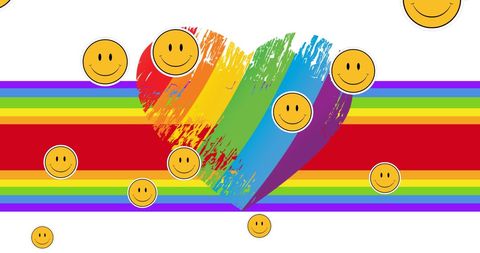 Rainbow Heart and Emoji Pride Celebration Concept