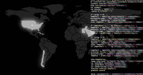 Global Digital Data Processing on World Map Interface - Download Free Stock Images Pikwizard.com