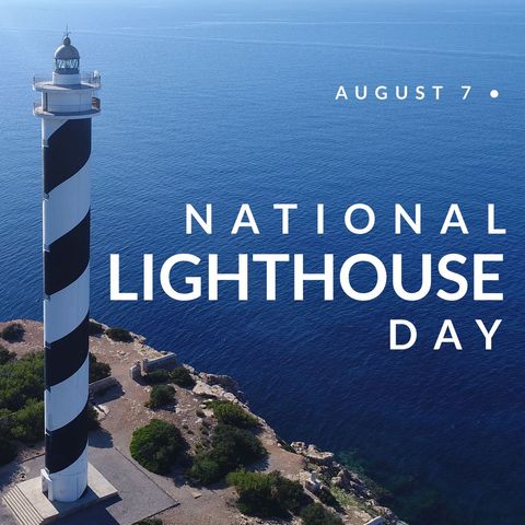 celebrating national lighthouse day with iconic coastal structure - Download Free Stock Templates Pikwizard.com