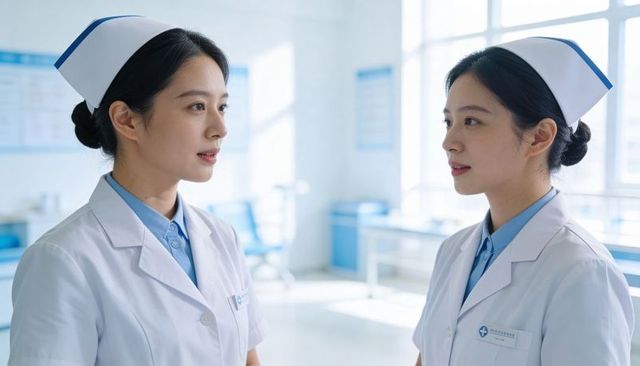 Nurses discussing patient care in bright hospital clinic, professional teamwork