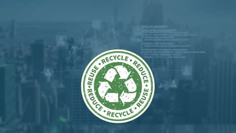 Eco-Friendly Animated Conservation Message with Green Recycling Emblem