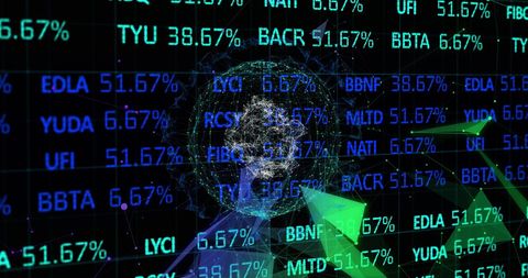 Global Stock Market Data with Spinning Globe and Plexus Overlay - Download Free Stock Images Pikwizard.com
