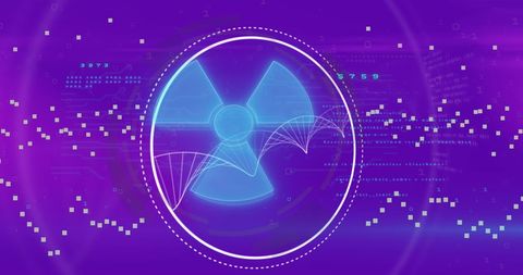 Radioactive symbol on futuristic digital background