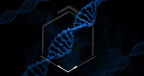 Futuristic Digital DNA Interface with Hexagonal Elements