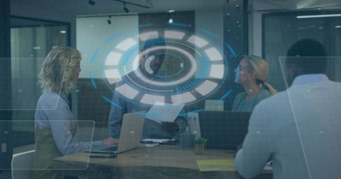 Futuristic Data Processing Interface in Business Meeting - Download Free Stock Images Pikwizard.com