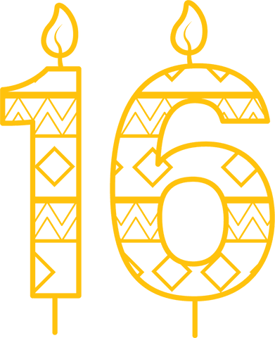 yellow number 16 birthday candle with pattern on transparent background - Download Free Stock Videos Pikwizard.com