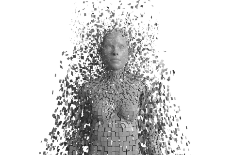 digital human silhouette fragmenting on transparent background - Download Free Stock Videos Pikwizard.com