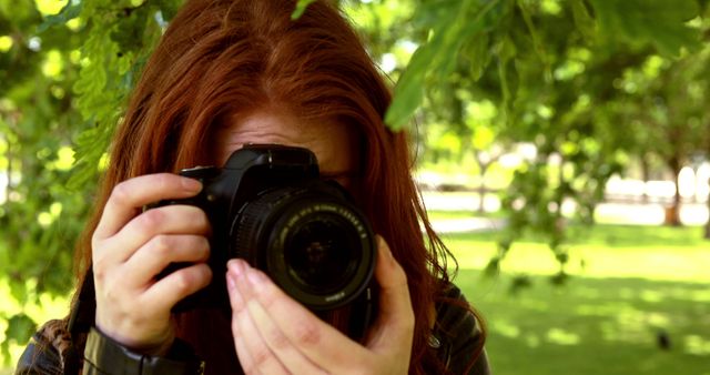 Female Photographer Capturing Photos Outdoors in Nature - Download Free Stock Images Pikwizard.com