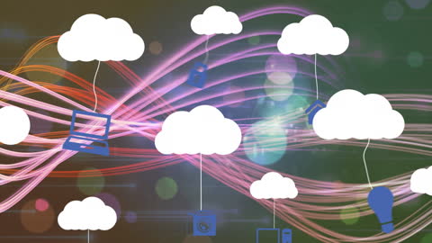 Creativity and Connectivity Concept with Floating Cloud Icons