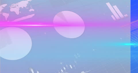 Colorful Digital Interface with Light Trails and Data Charts