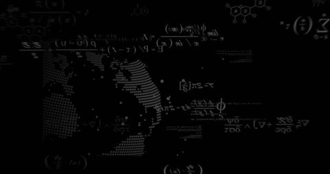 Futuristic Globe with Scientific Equations in Dark Digital Space