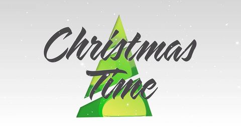 Christmas Greeting with Minimalist Tree and Falling Snow