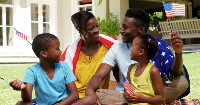 Happy African American Family Celebrating 4th of July in Backyard - Download Free Stock Images Pikwizard.com