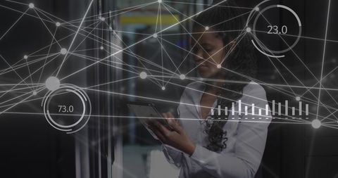 african american businesswoman analyzing digital data network - Download Free Stock Images Pikwizard.com