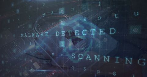Cybersecurity concept with malware detection scan