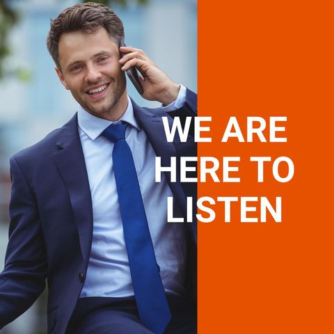 Businessman Smiling While Talking on Phone with Support Text - Download Free Stock Templates Pikwizard.com