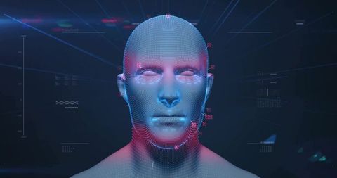 AI-Powered 3D Wireframe Head with Biometric Visualization
