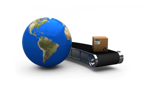 transparent 3d earth and cardboard box on conveyor belt - Download Free Stock Videos Pikwizard.com