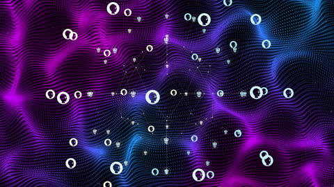 AI Chatbot Network on Abstract Purple Background