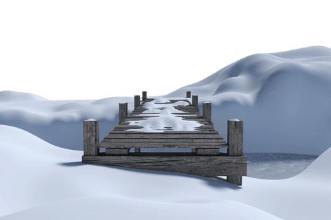 rustic wooden bridge in transparent snowy mountain landscape - Download Free Stock Videos Pikwizard.com