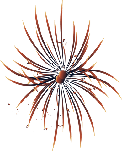 Futuristic copper spike sculpture on transparent background