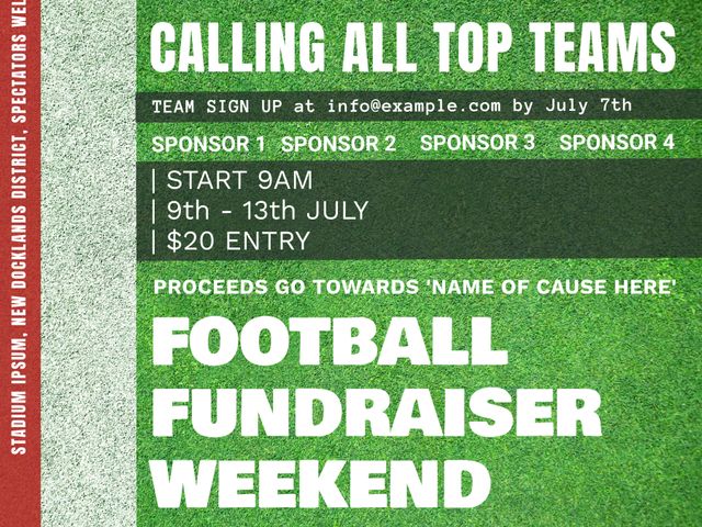 Football Fundraiser Weekend Community Sports Event Poster Template - Download Free Stock Templates Pikwizard.com