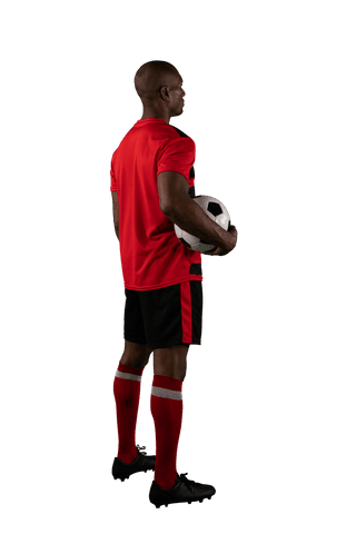 Focused African American Football Player Holding Ball Transparent Design