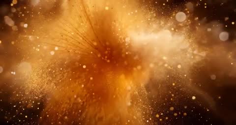 Radiant Amber Particles Emanating in Cosmic Explosion