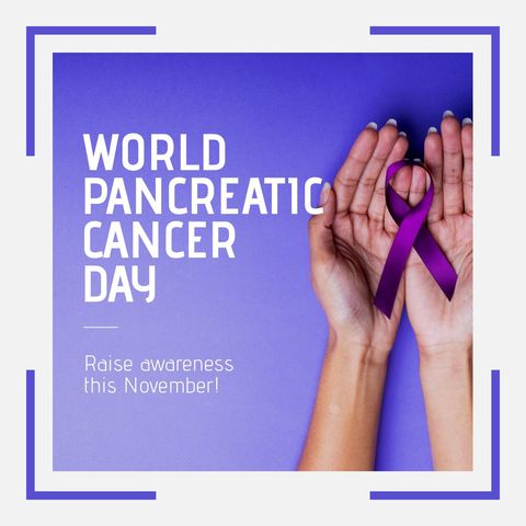 Hands Holding Purple Ribbon for World Pancreatic Cancer Day Awareness - Download Free Stock Templates Pikwizard.com