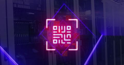 Futuristic QR Code with Illuminated Computer Servers - Download Free Stock Images Pikwizard.com