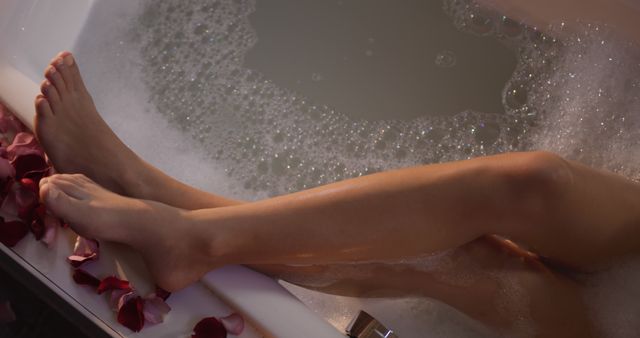 Relaxing Bath with Rose Petals and Bubbles - Download Free Stock Images Pikwizard.com