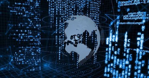 Digital Globe with Binary Code and Programming Elements - Download Free Stock Images Pikwizard.com