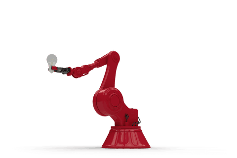 Transparent Red Robotic Arm Holding Light Bulb Concept Illustration - Download Free Stock Videos Pikwizard.com