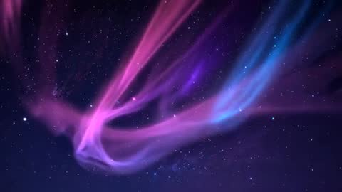 Timelapse Magenta-Blue Auroral Curtains Flowing Across Polar Night Sky