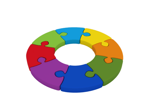 colorful circular puzzle pieces illustration on transparent background - Download Free Stock Videos Pikwizard.com