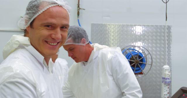 Smiling Butchers Working in Meat Processing Facility - Download Free Stock Images Pikwizard.com