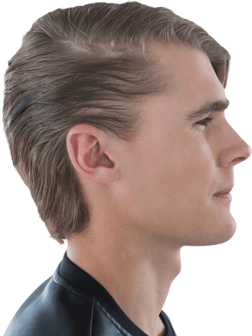 Transparent Profile View of Thoughtful Young Man with Stylish Hair