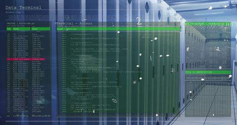 Digital Padlock Overlay on Server Room Displaying Data Protection - Download Free Stock Images Pikwizard.com