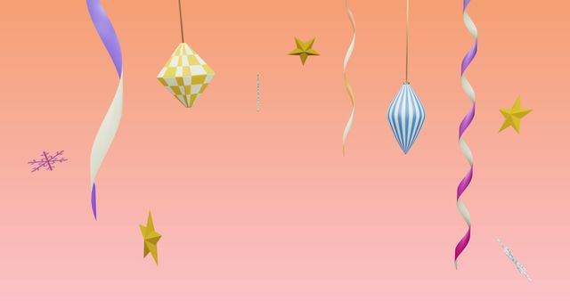 Festive Decorations Dangling on Pink Background - Download Free Stock Images Pikwizard.com