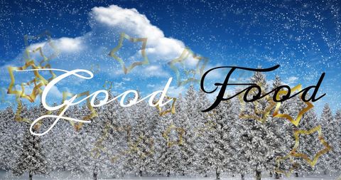 Golden Stars Fall Over Snowy Forest for Good Food Event - Download Free Stock Images Pikwizard.com