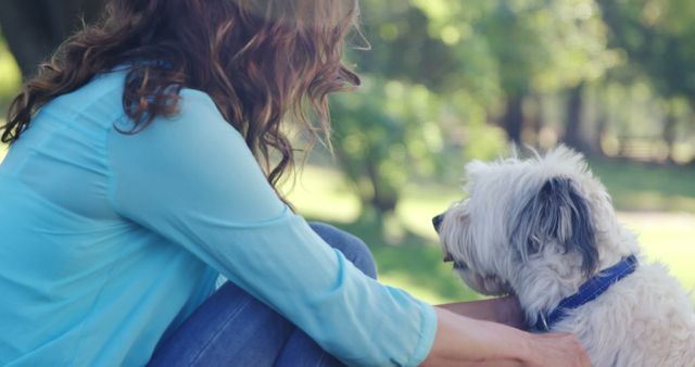 Woman with Dog Relaxing Outdoors in Park - Download Free Stock Images Pikwizard.com