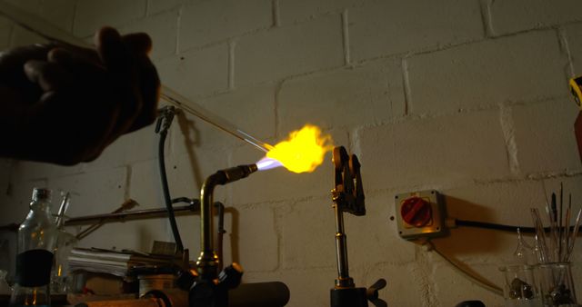 Glassblowing Artisanal Process with Torch in Studio - Download Free Stock Images Pikwizard.com