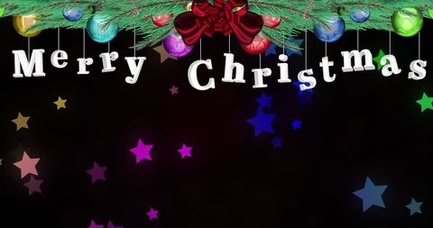 Festive Christmas Banner with Vibrant Stars on Black Background