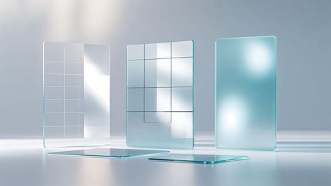 Transparent Glass Panels Reflecting Light in Minimalist Studio
