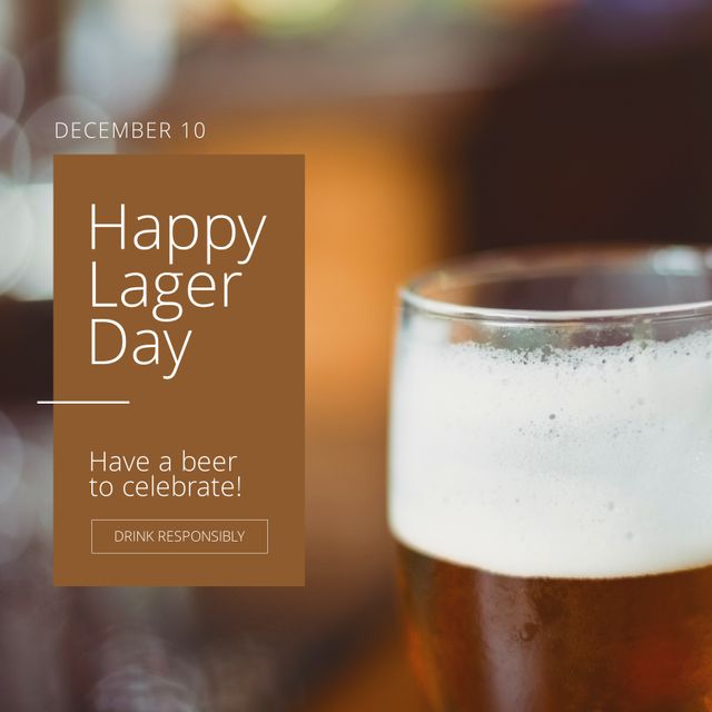 Happy Lager Day Sign over Beer in Glass on December 10 - Download Free Stock Templates Pikwizard.com