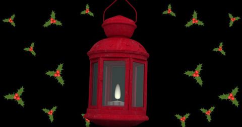 Red Lantern with Holly Background for Christmas Theme - Download Free Stock Images Pikwizard.com