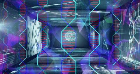 Futuristic Glowing DNA and Fractal Tunnel Design - Download Free Stock Images Pikwizard.com